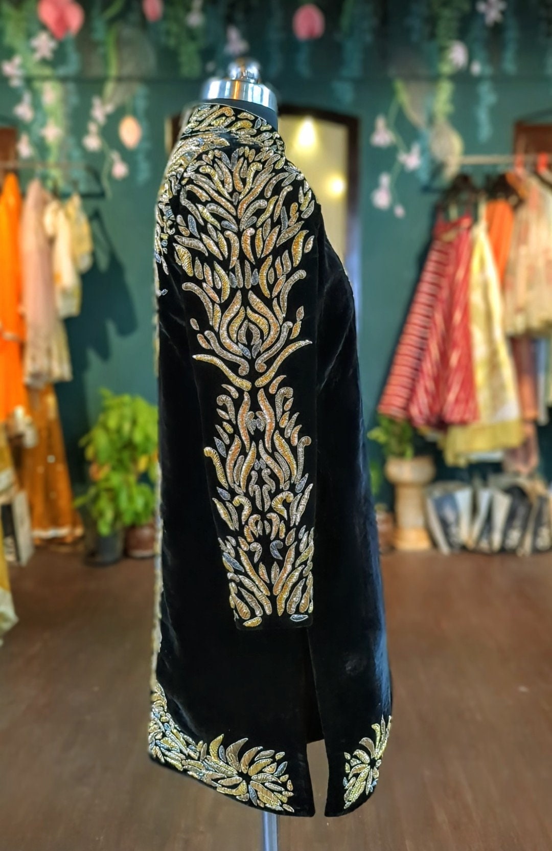Velvet Jacket Dress with Zardozi Hand Embroidery