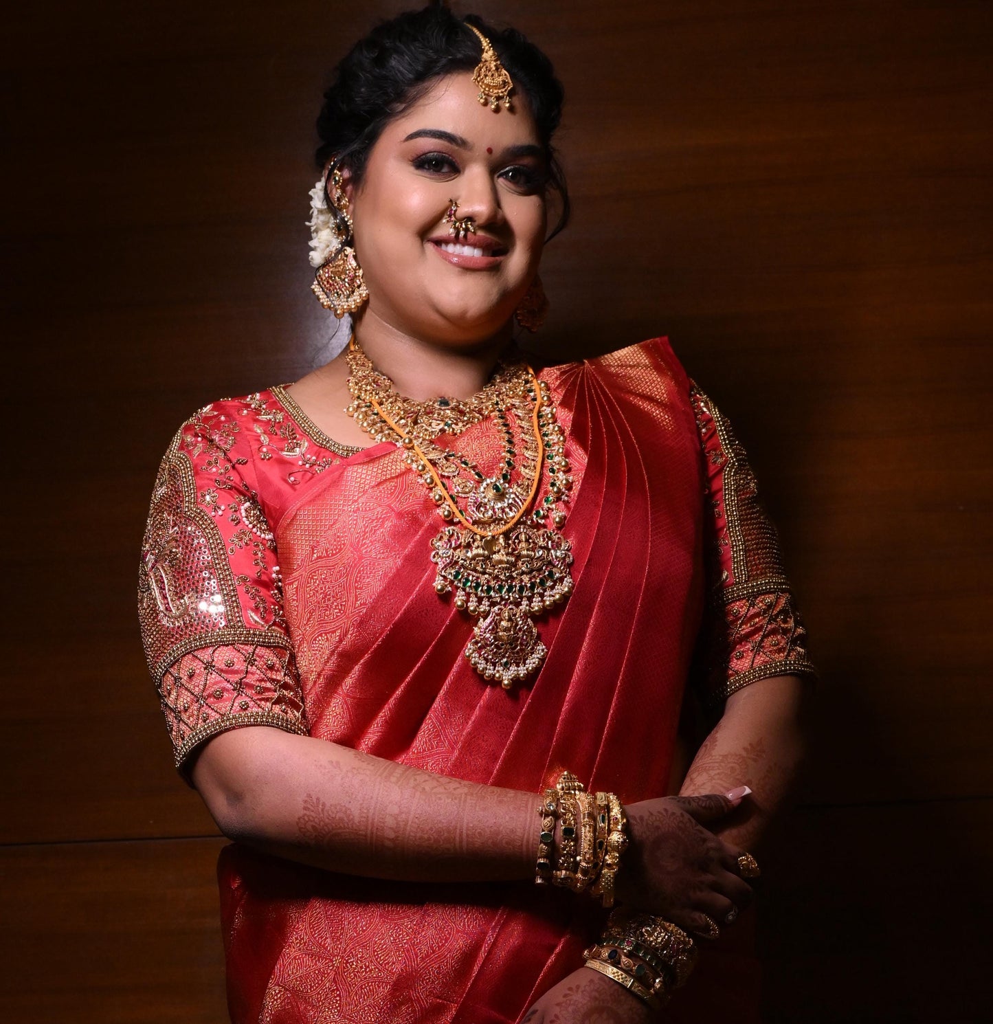 Red Raw Silk Bridal Blouse with Silver Hand Embroidery & Pearl Tassels | Custom Indian Wedding Blouse