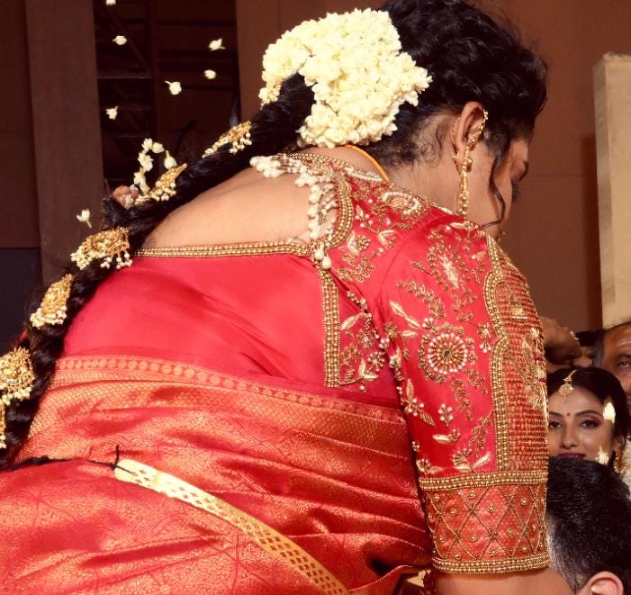 Red Raw Silk Bridal Blouse with Silver Hand Embroidery & Pearl Tassels | Custom Indian Wedding Blouse