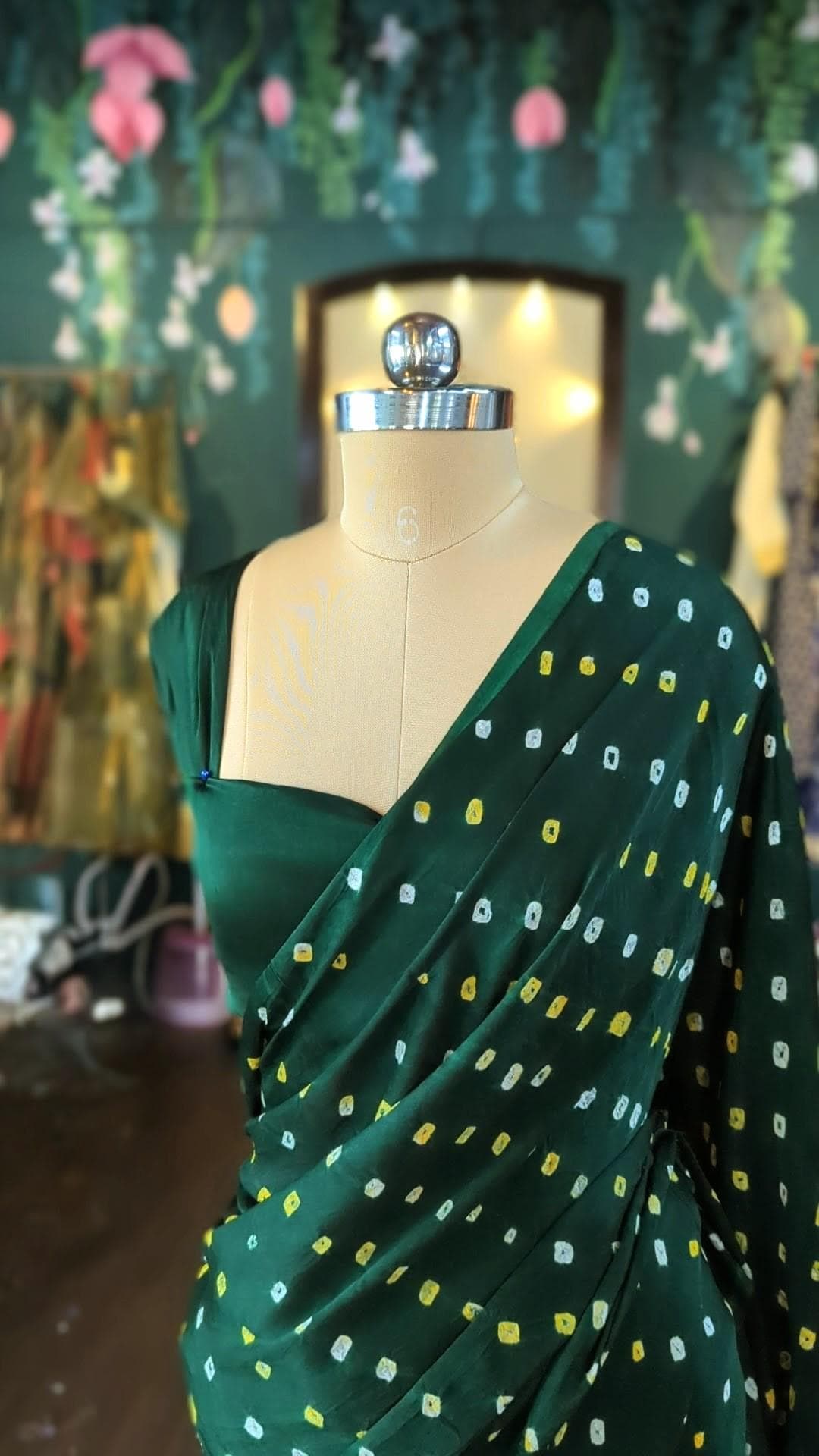 Authentic Bandhani Gaji Silk Saree - Zari Border Saree - Ready-Made Bandhani Blouse - Indian Wedding Saree