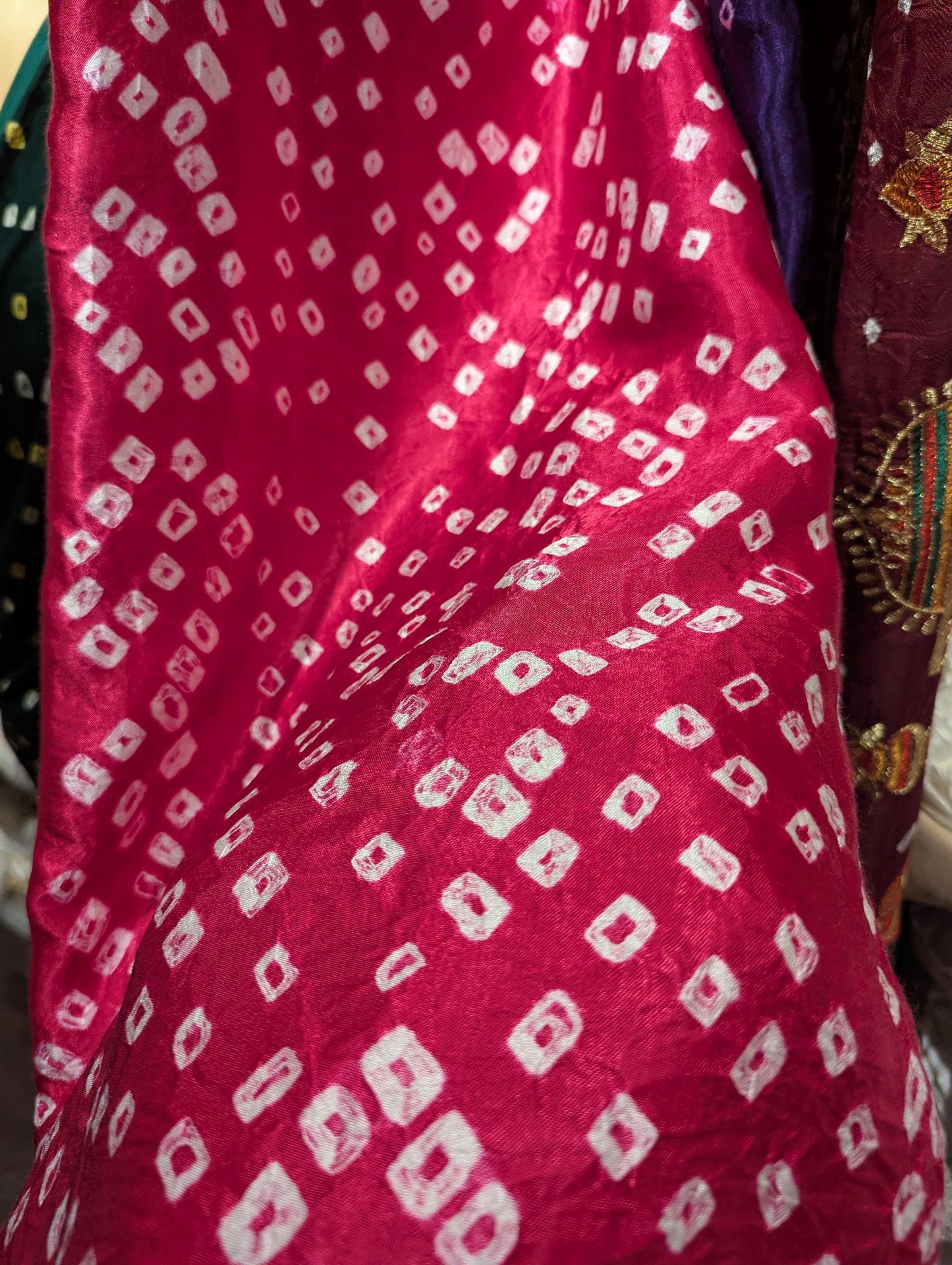 Authentic Bandhani Gaji Silk Saree - Zari Border Saree - Ready-Made Bandhani Blouse - Indian Wedding Saree