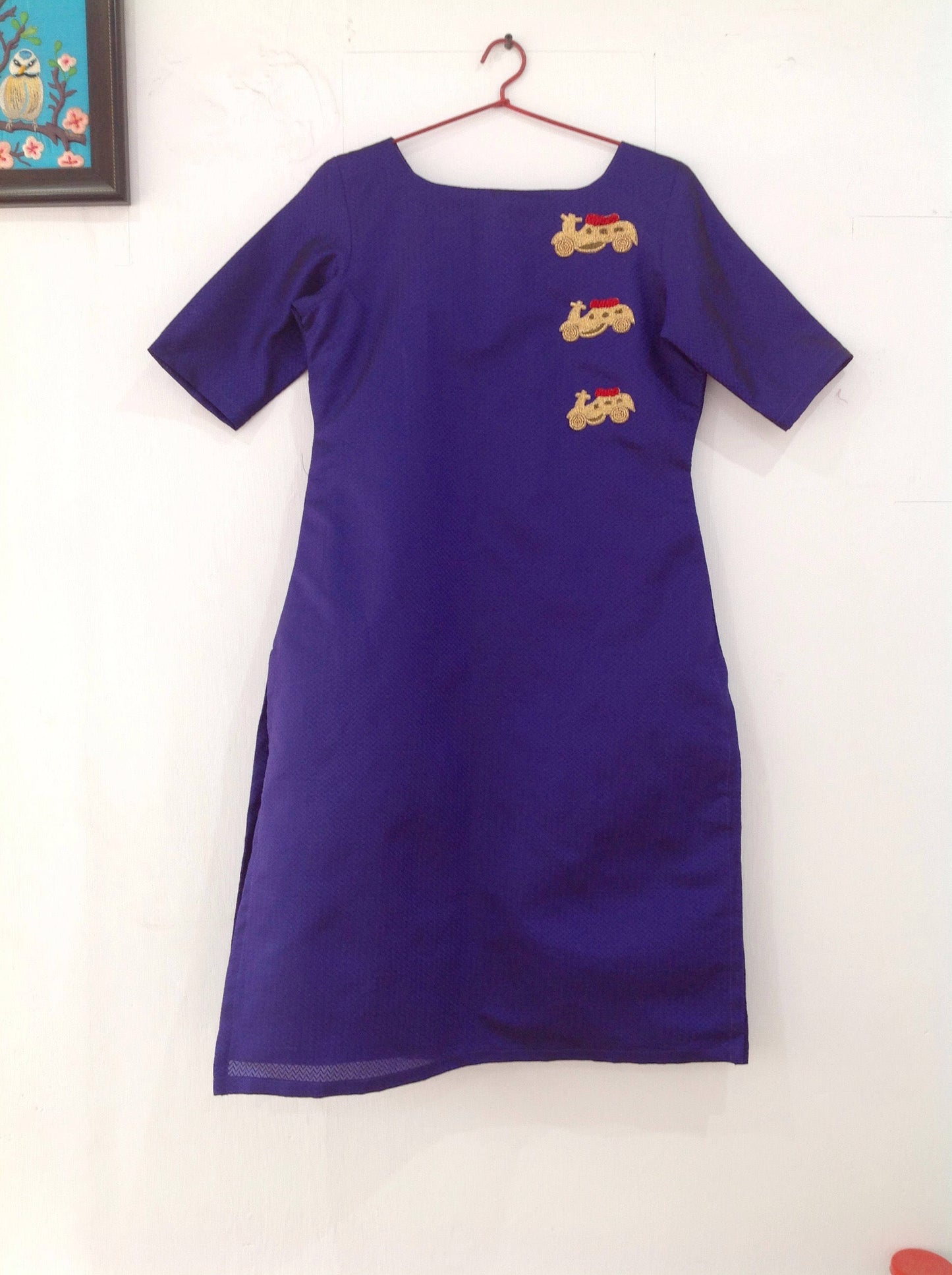 Purple Raw Silk Kurti with Scooter Zardosi Embroidery | Designer Indian Tunic Top | Fun Ethnic Wear