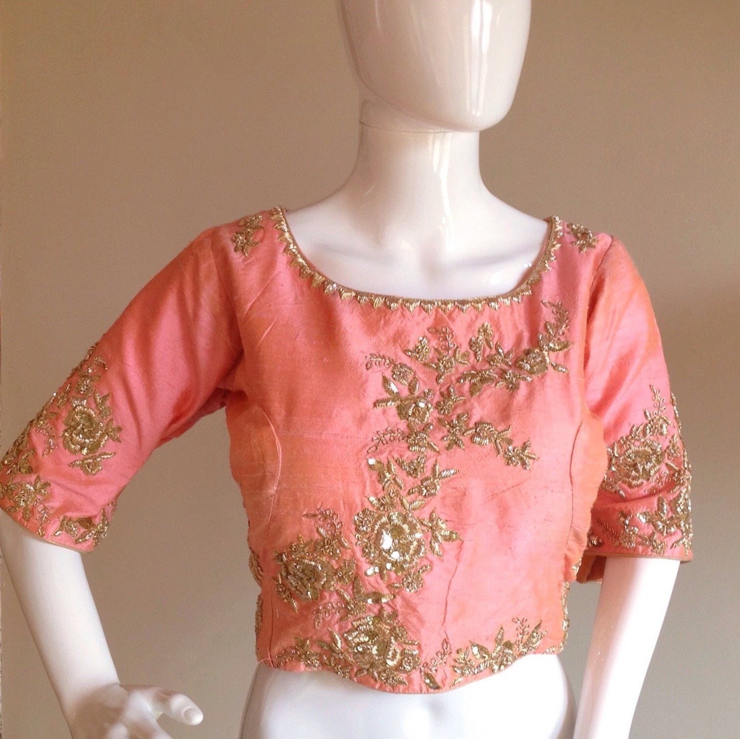 Custom fit raw silk blouse with beautiful zardosi work available in custom colours