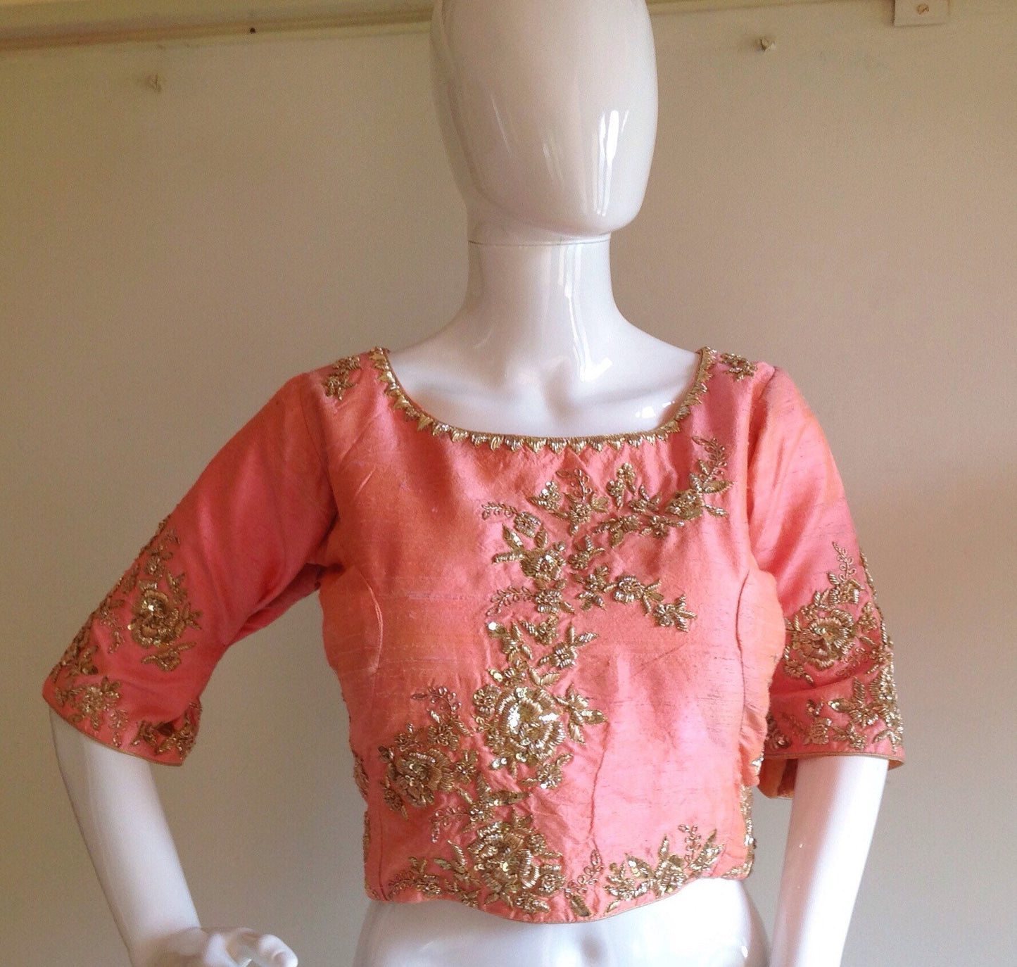 Custom fit raw silk blouse with beautiful zardosi work available in custom colours