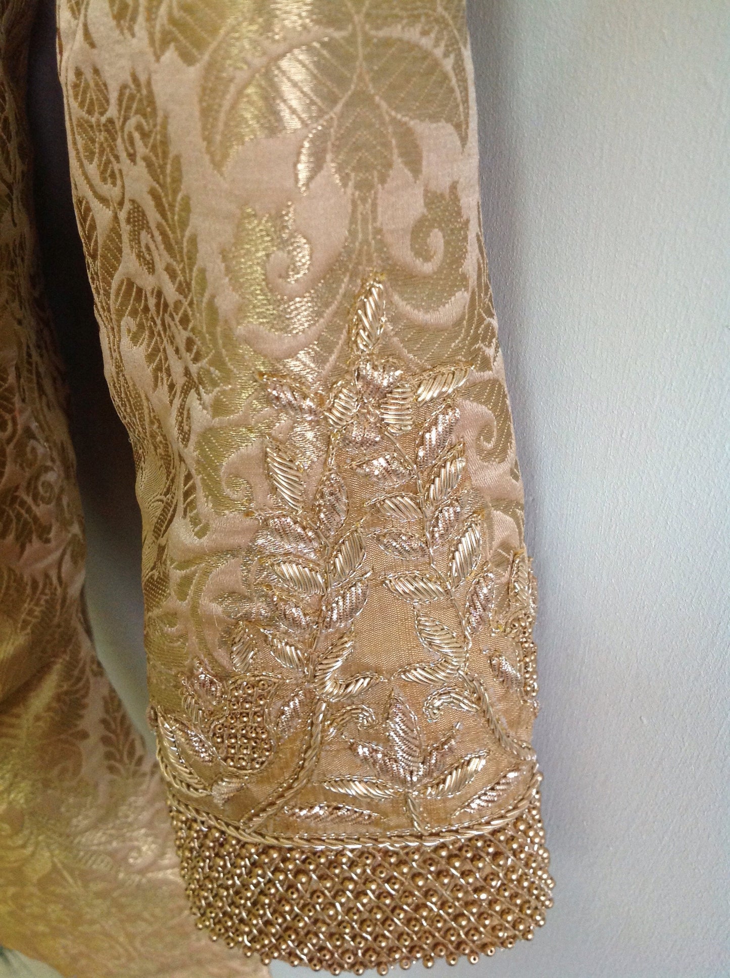 Gold Brocade Hand-Embroidered Sherwani with Gold Chudidar