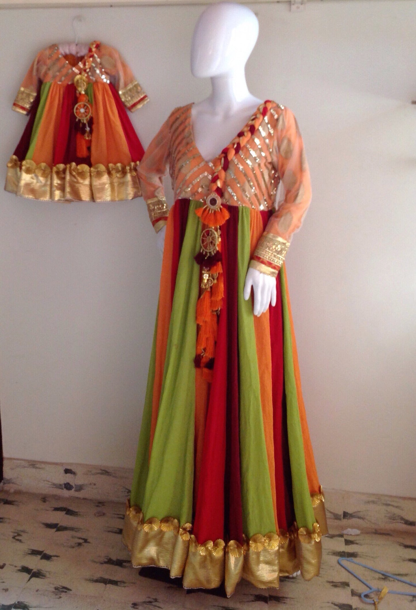 Mother Daughter Matching Anarkalis: Gold Sequin & Custom Colors
