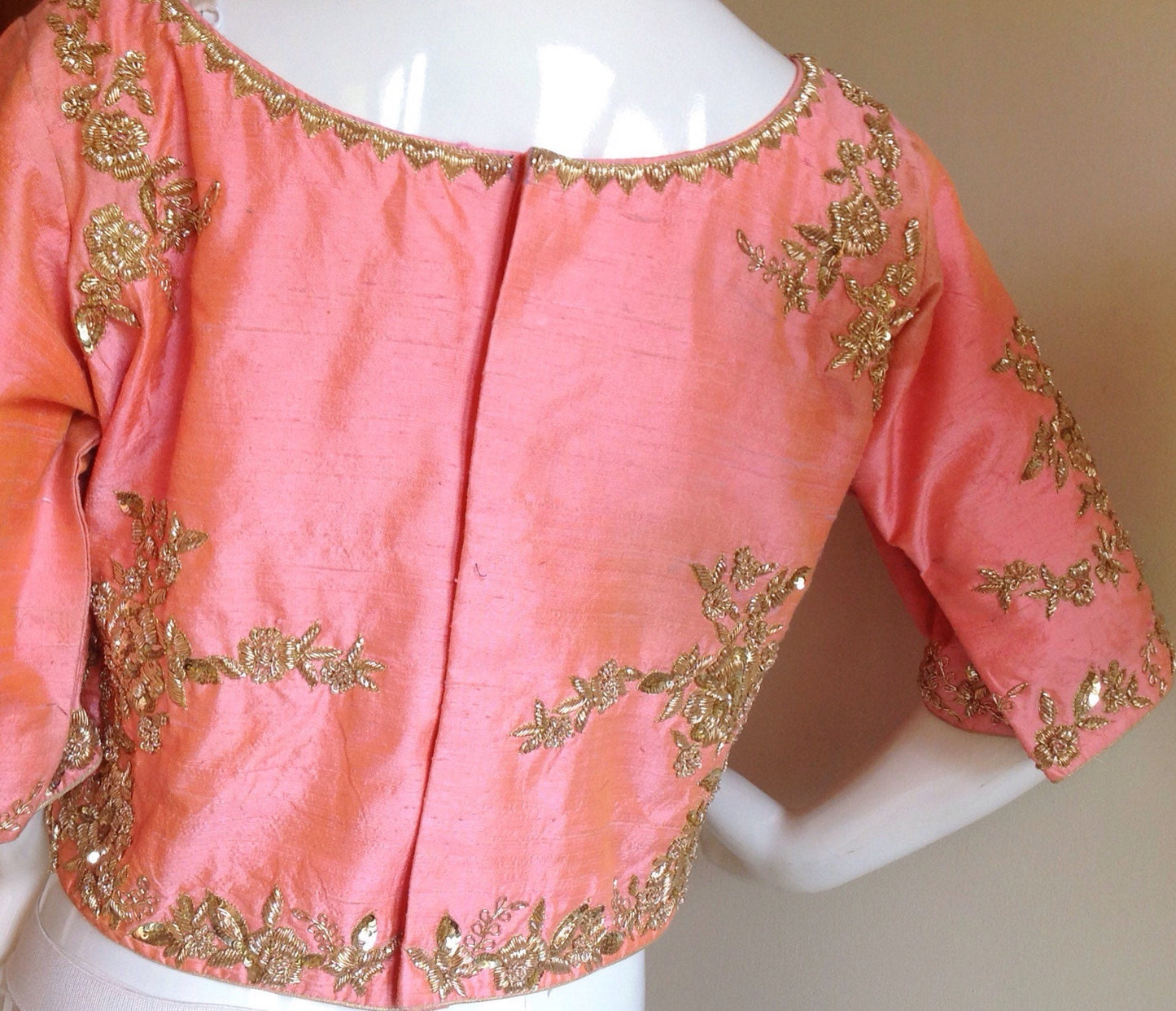 Custom fit raw silk blouse with beautiful zardosi work available in custom colours
