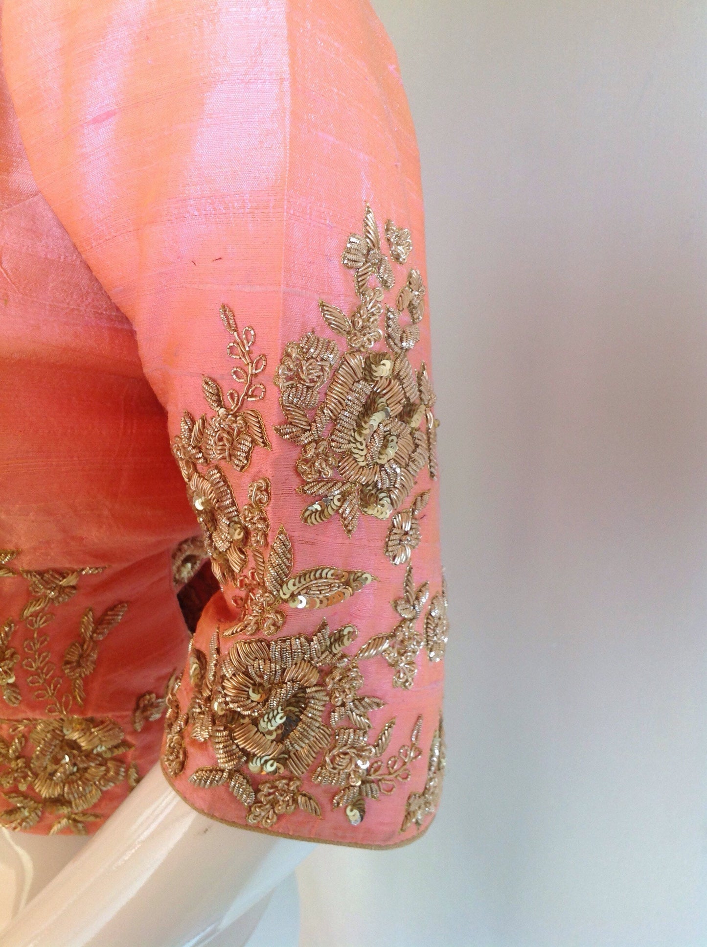 Custom fit raw silk blouse with beautiful zardosi work available in custom colours