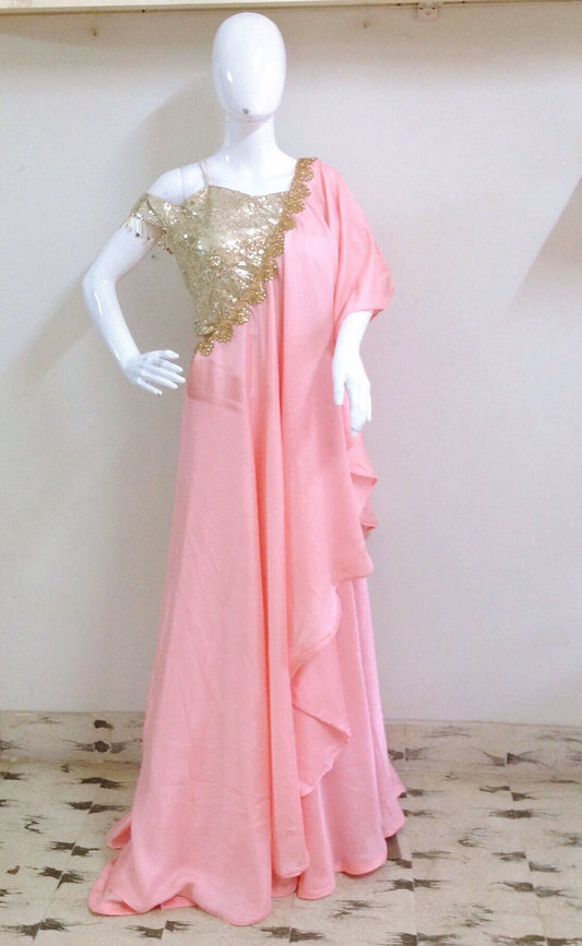 Ready made saree gown with sequin blouse custom fitted