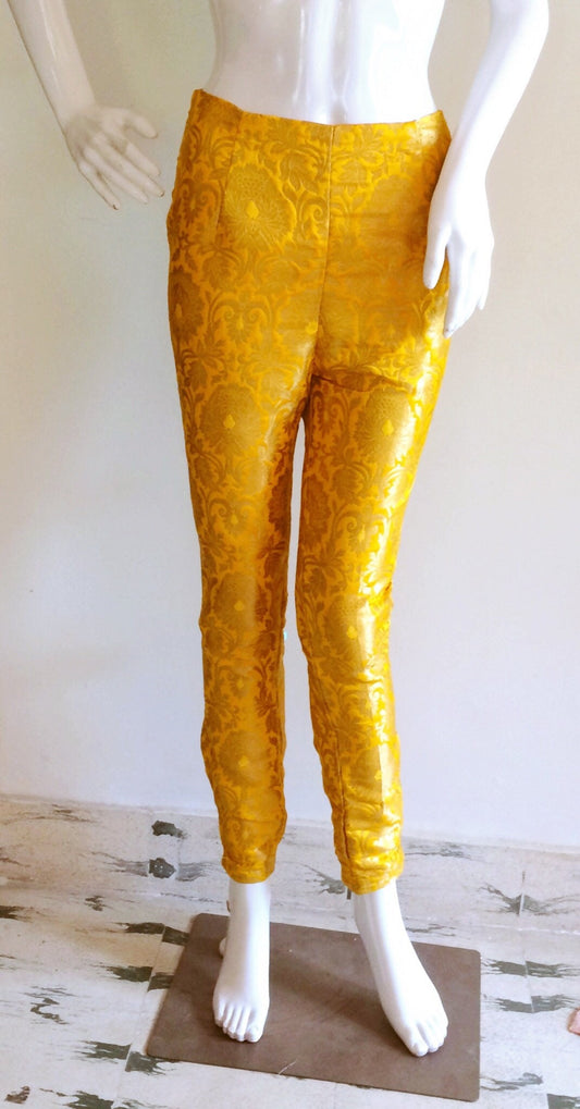 Yellow and gold banarasi brocade pants made to measure.