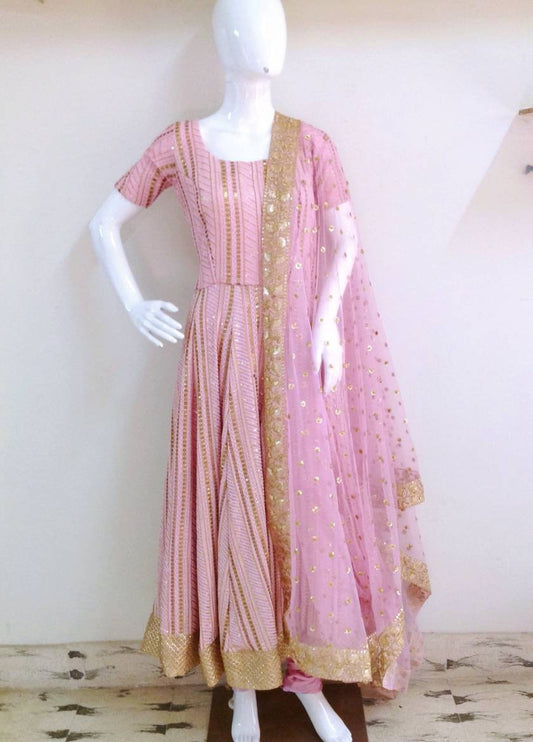 Georgette sequin anarkali churidar in custom colors and sizes