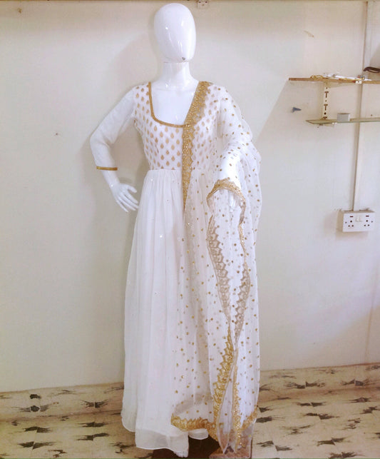 Sequin Anarkali Dress with Raw Silk Top & Sequin Net Skirt | Custom Fit Indian Party Gown | Designer Wedding Outfit