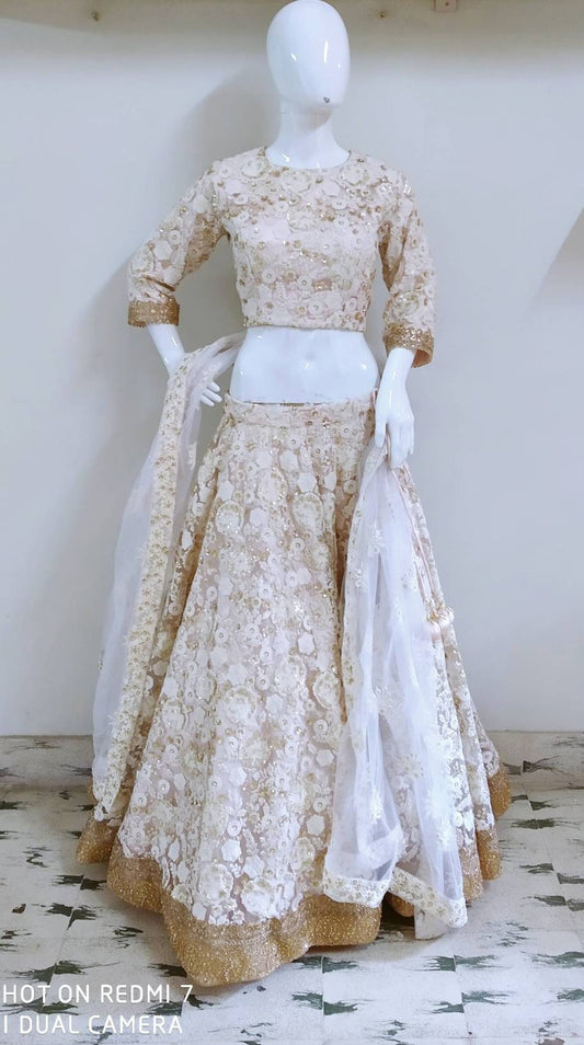 Chikenkari thread work lehenga in custom colors