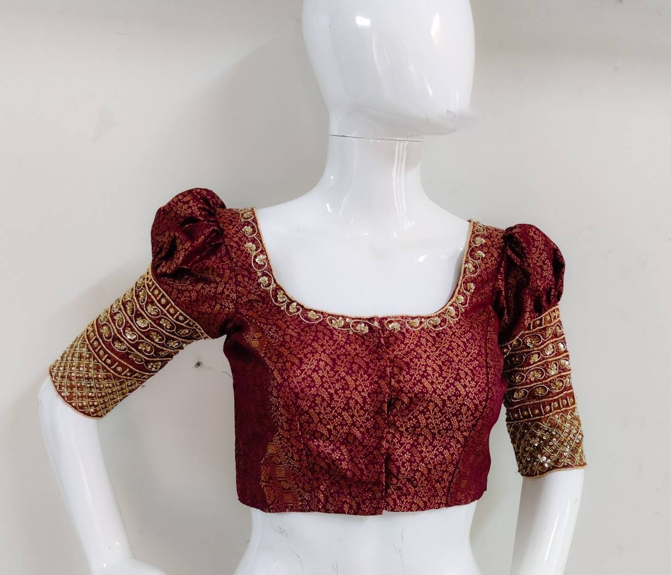 Custom fit brocade silk blouse with zardosi embroidery