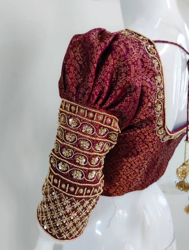 Custom fit brocade silk blouse with zardosi embroidery