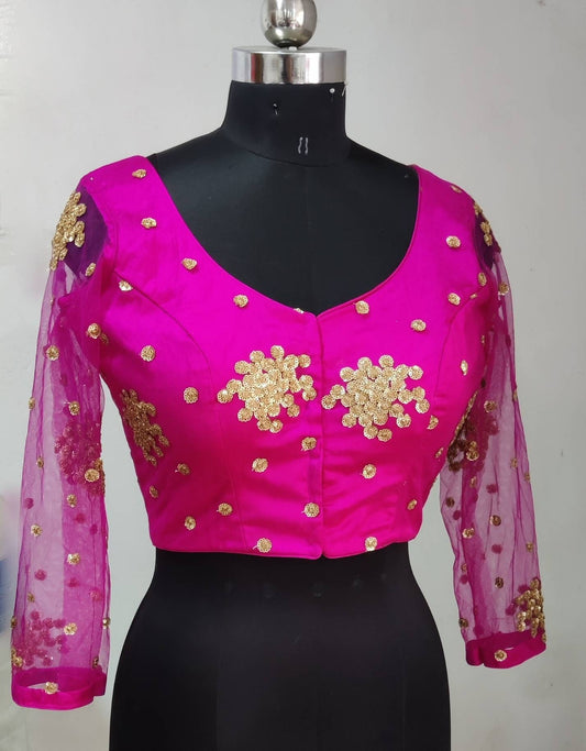 Custom made sequin embroidery blouse a available in custom colors