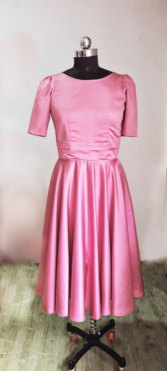 Custom Color Satin Swing Dress - Made to Measure - Vintage Style Bridesmaid Dress - Elegant Party Gown