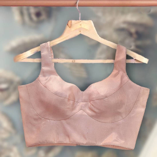 Rose gold sweetheart neck sleeveless  blouse