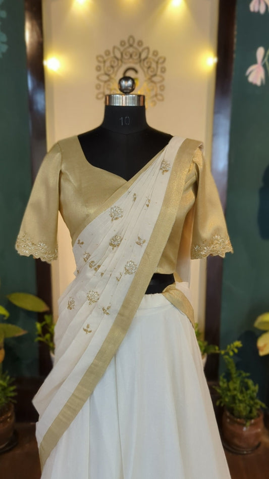 Ivory Cream lehenga choli with prepleated dupatta in custom sizes