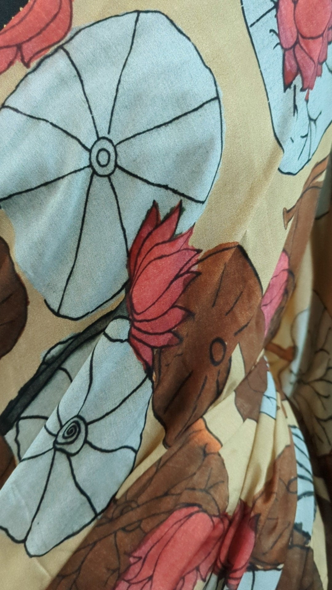Soft muslin saree with watercolor Lotus print and jute blouse with zari lines