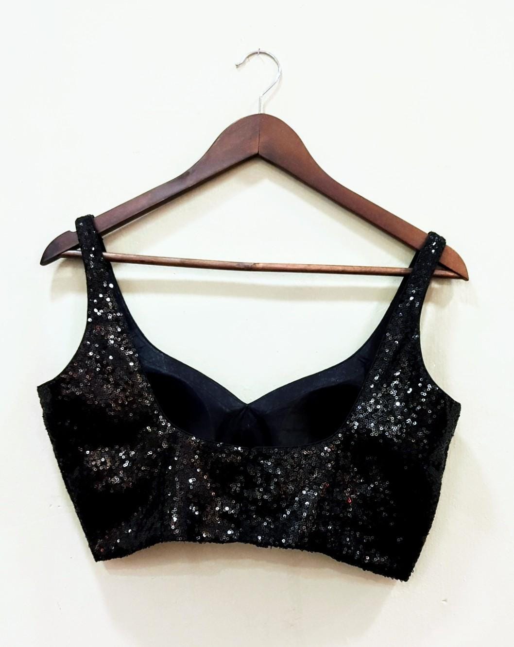 Black Sleeveless sequin saree blouse
