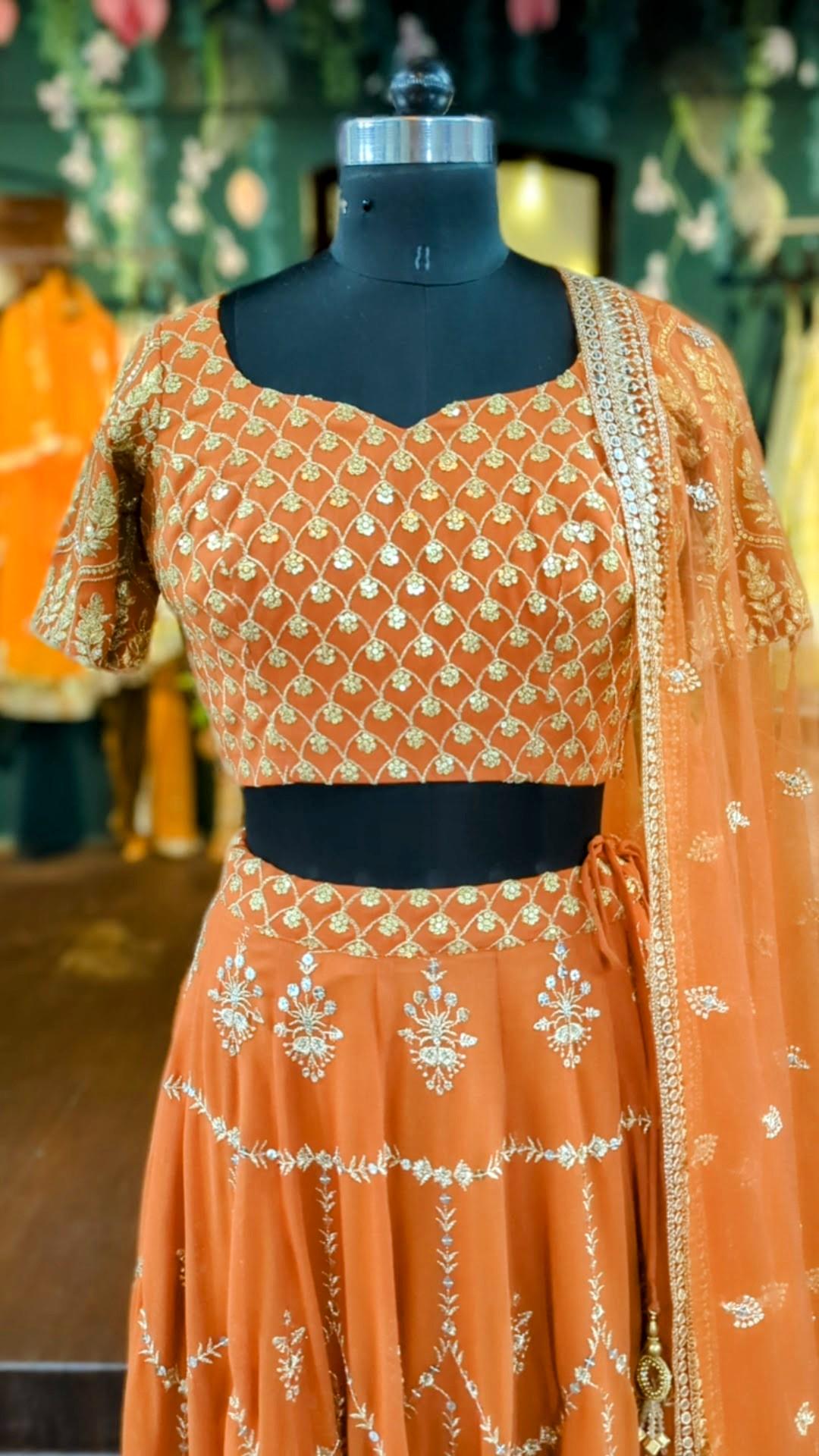 Alia Bhatt Rocky aur Rani lehenga inspired rust orange georgette lehenga