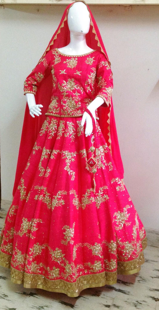 Raw silk lehenga choli with zardozi work