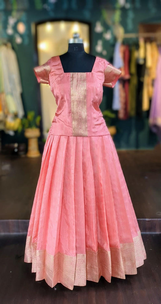 Pastel Pink Silk Pattu Pavada Set