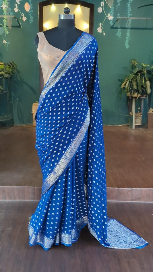 Beautifull blue Banarasi saree