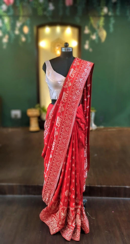 Beautifull red Banarasi saree