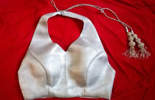 Silver halter neck choli blouse